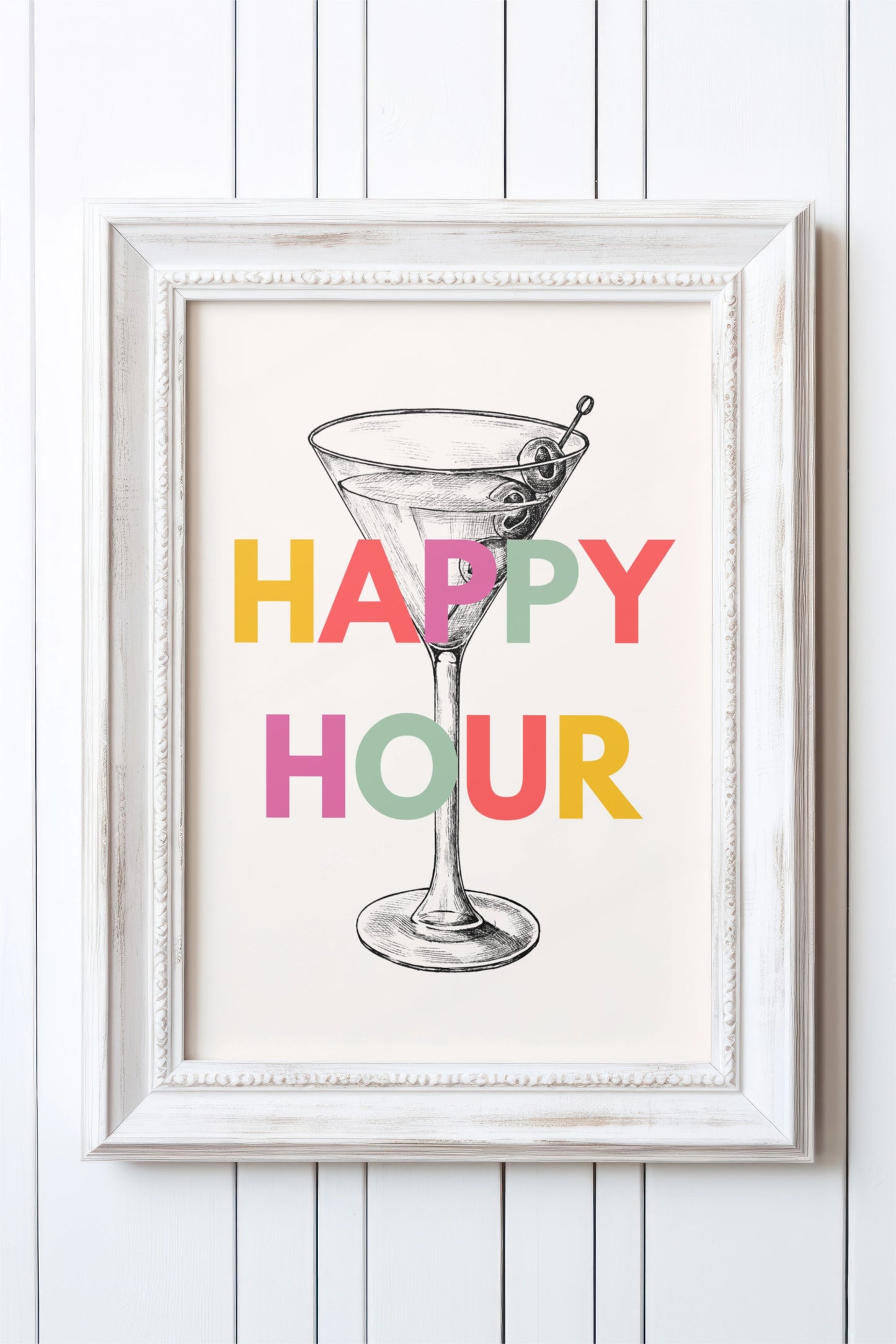 happy hour - cocktail glass - fun print