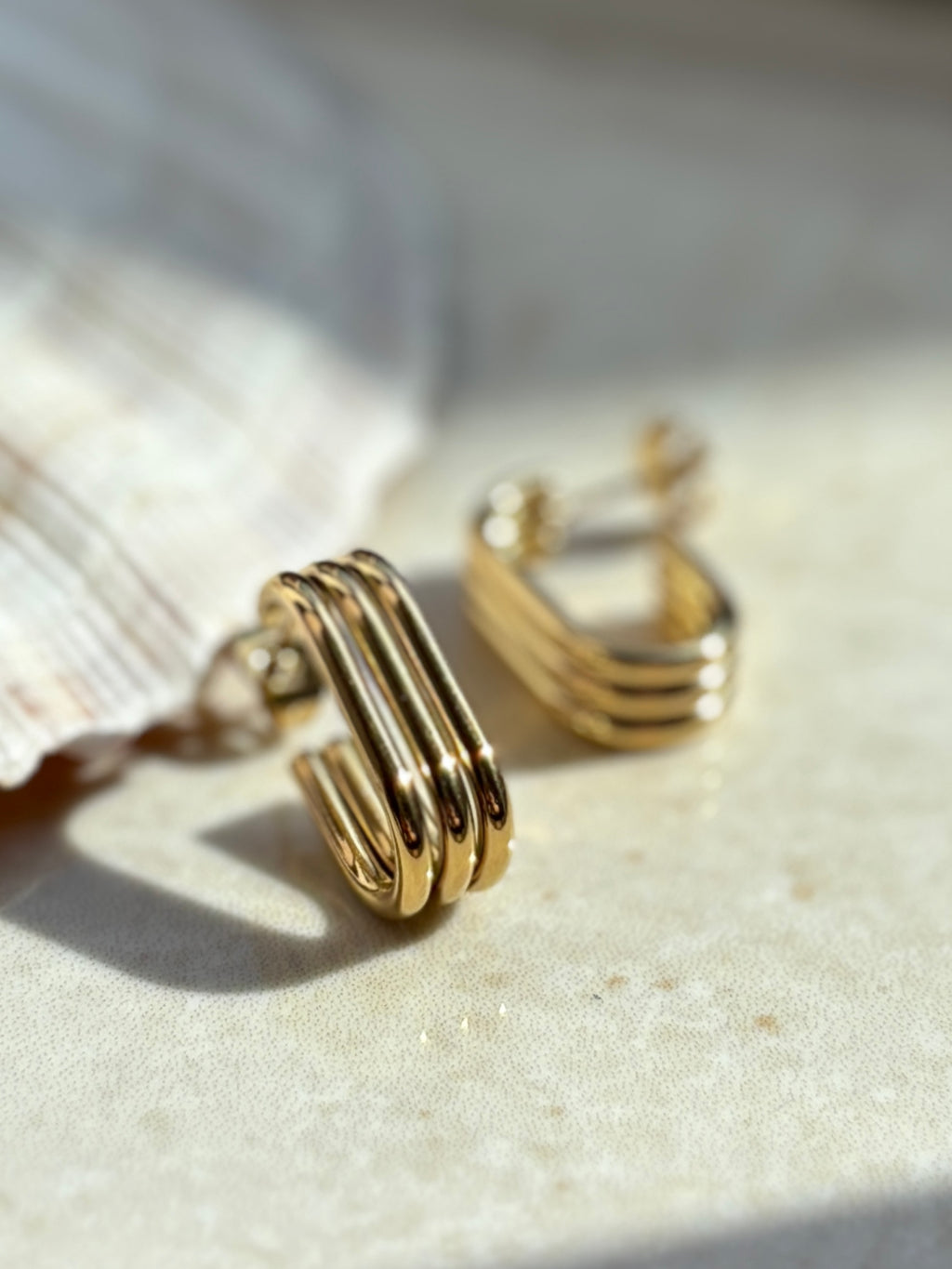 3 ridges earrings gold plated waterproof earrings