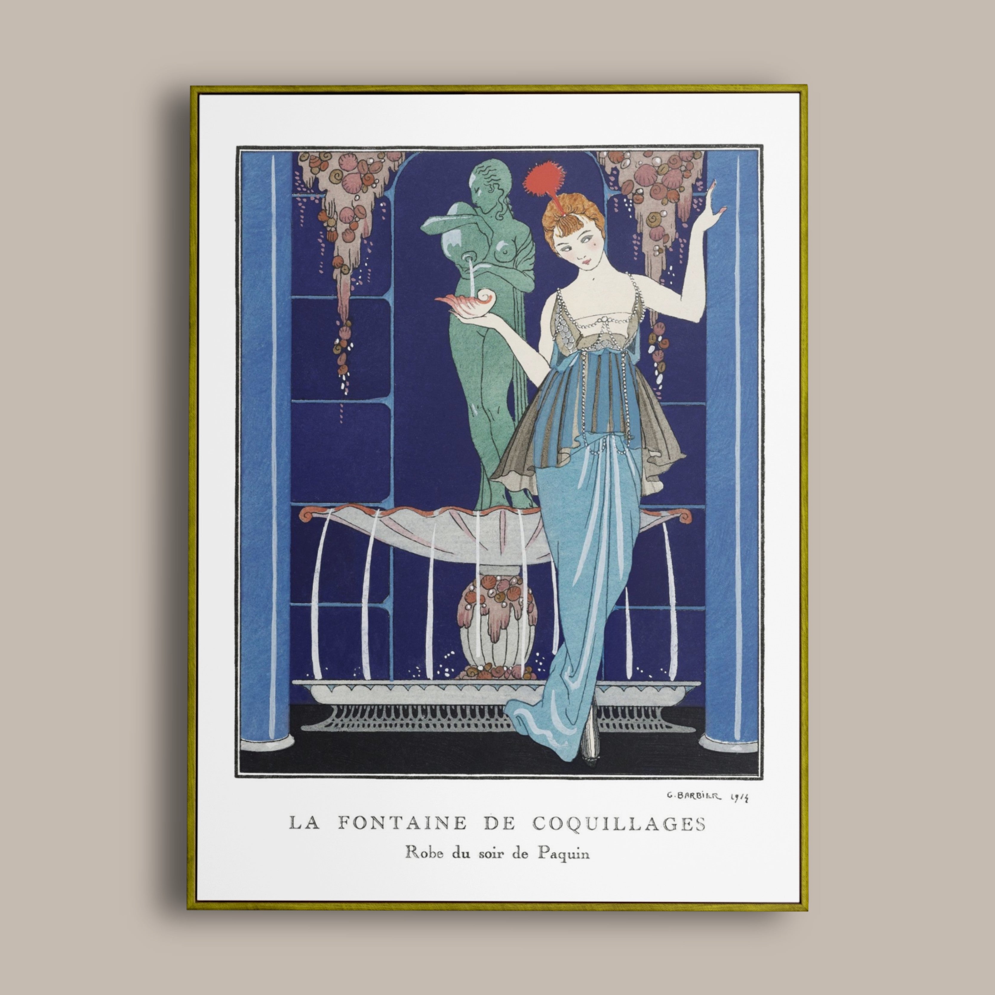 French art - fountain print - retro print 
