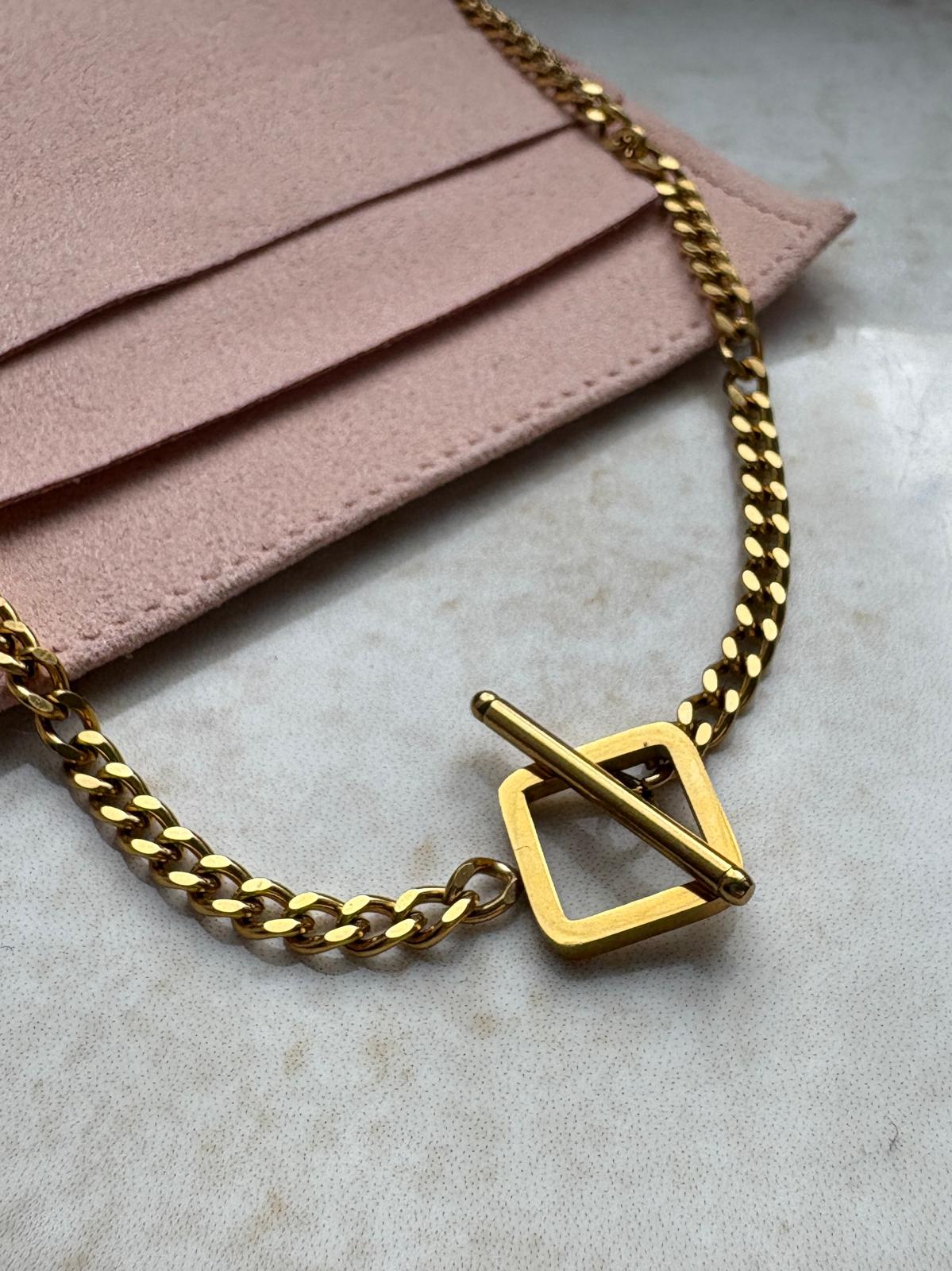 T Bar Necklace with Square Fastening