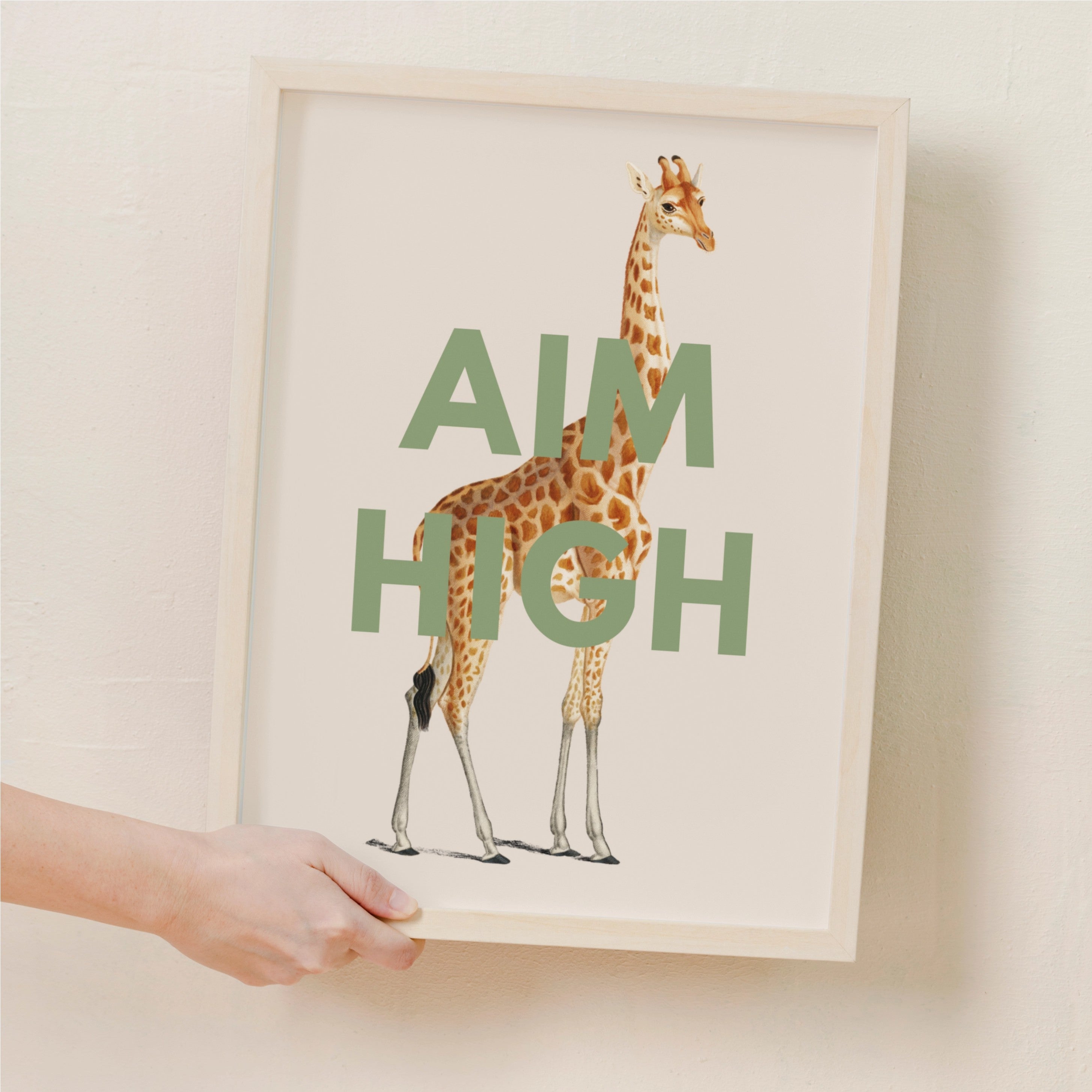 'Aim High' Vintage Giraffe Illustration Print