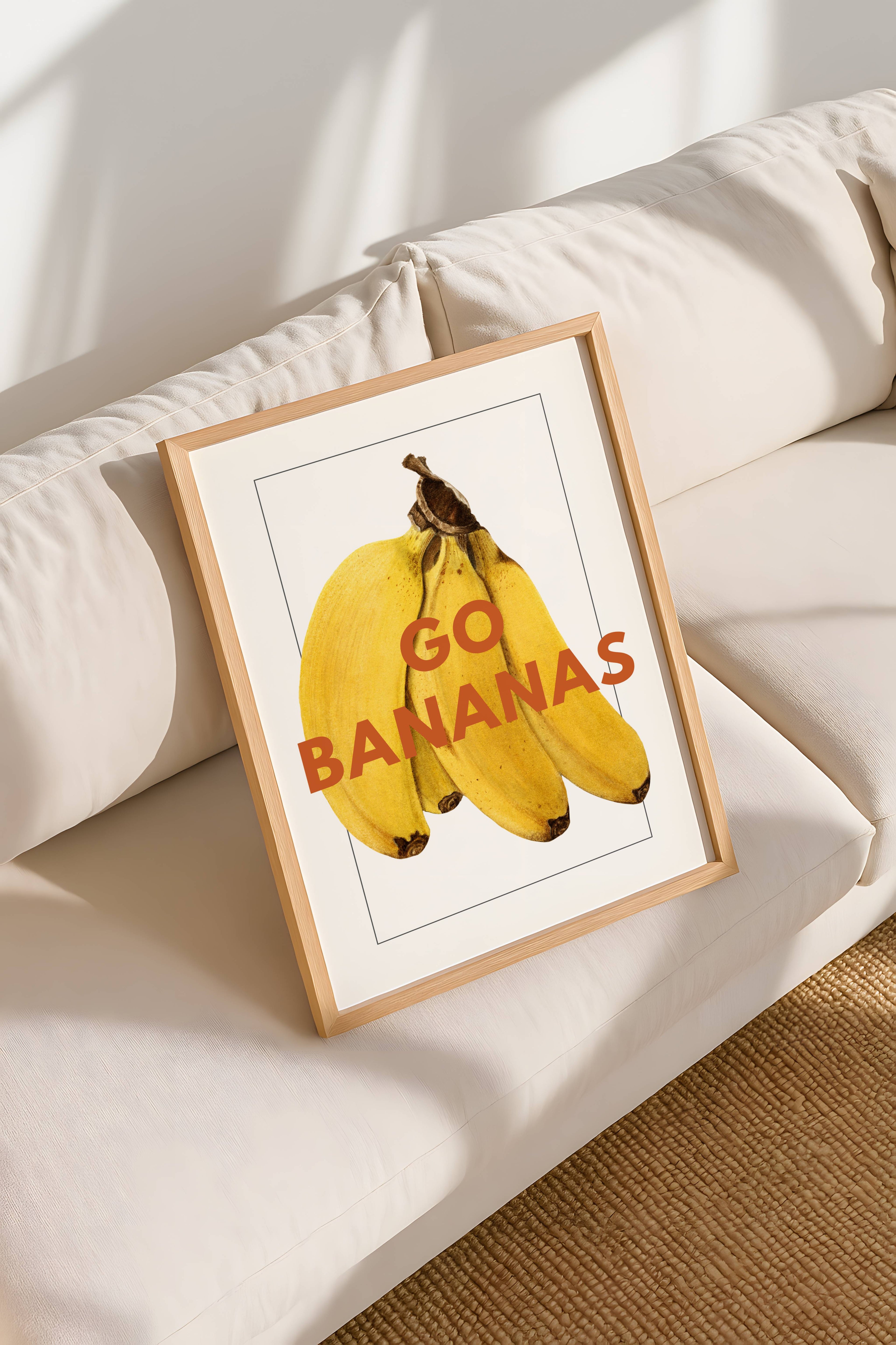 Go Bananas – Vintage Banana Illustration Print with Bold Typography