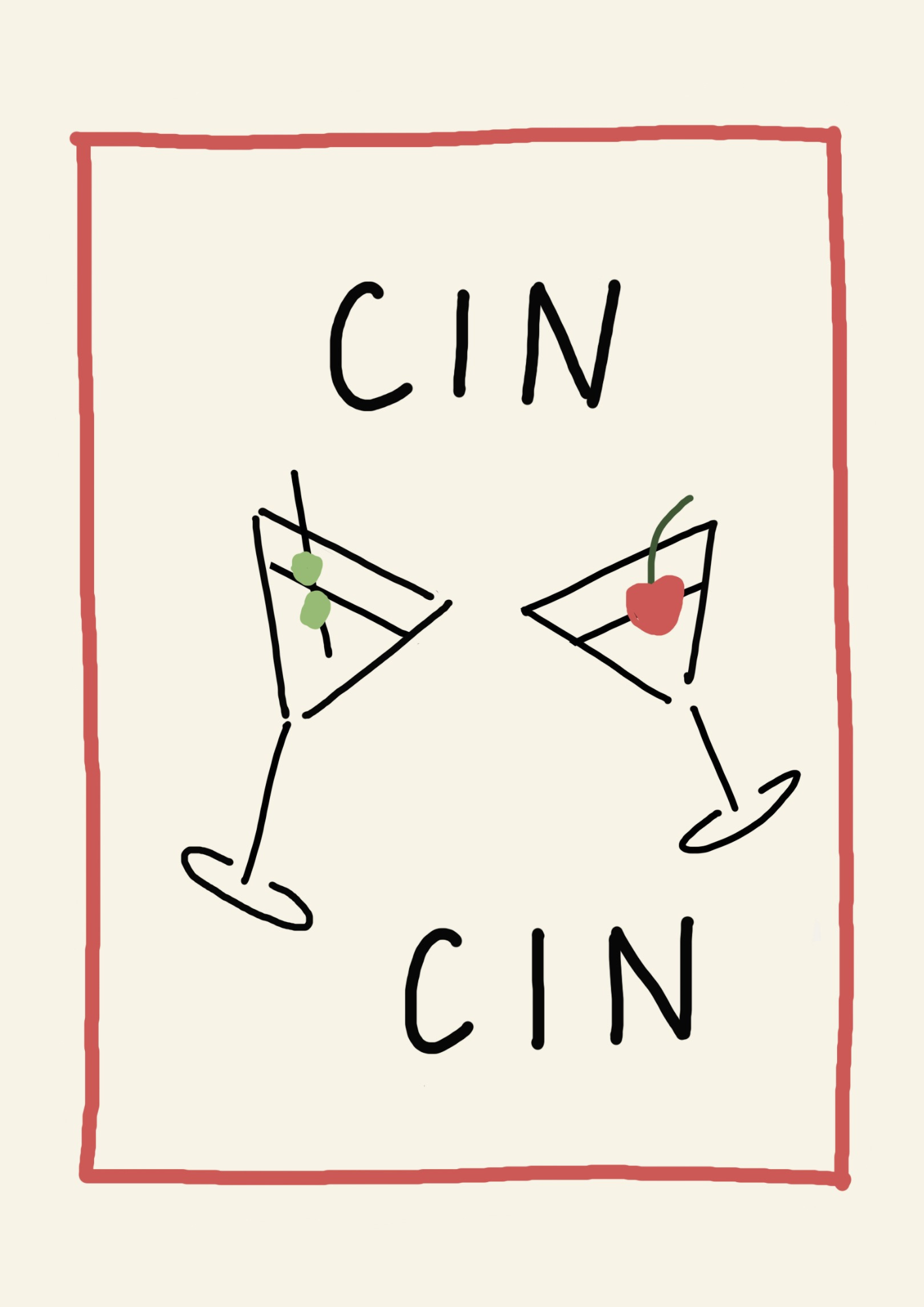 Cin Cin – Hand-Drawn Cocktail Illustration Print