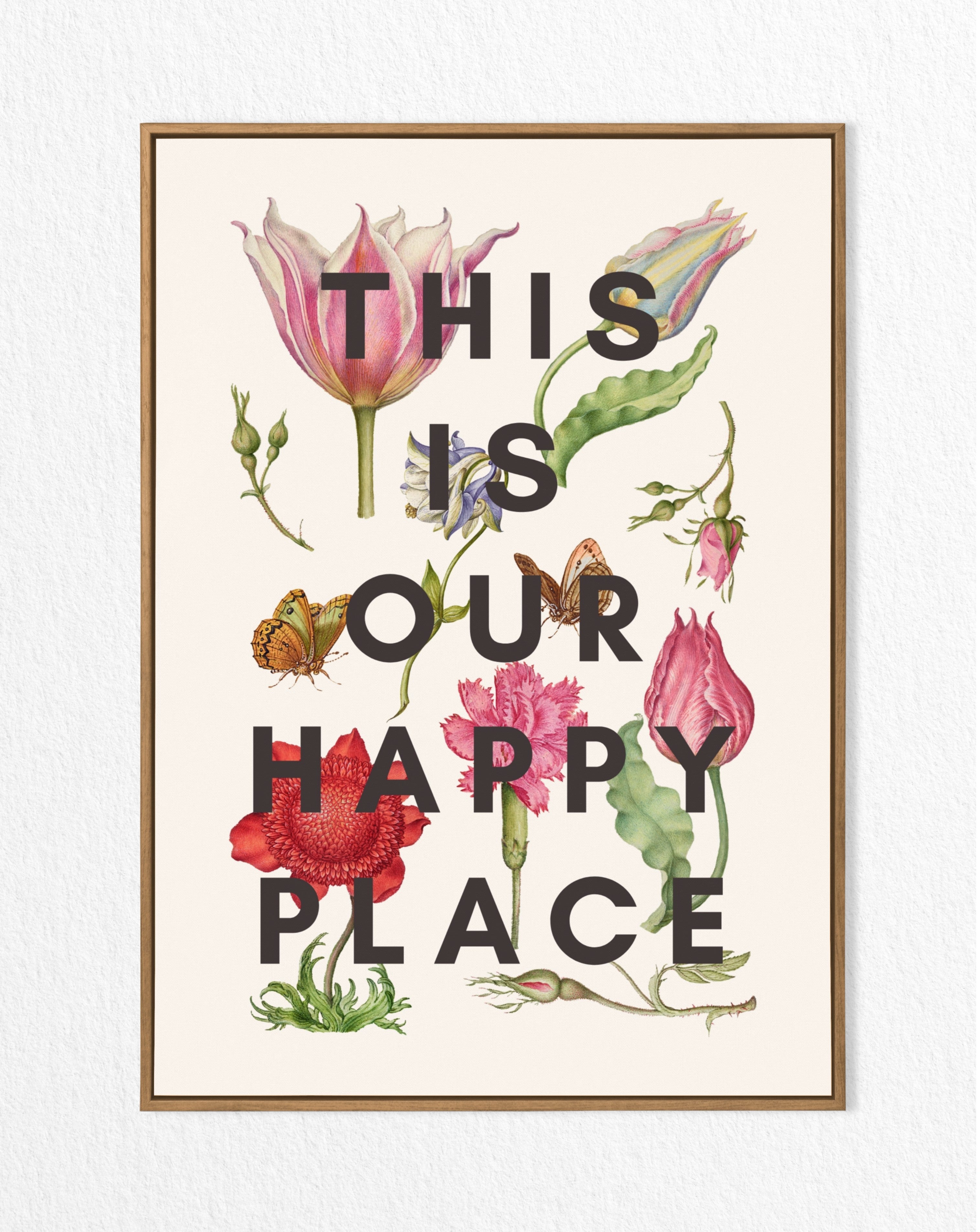 beautiful flower print, happy place, wall art