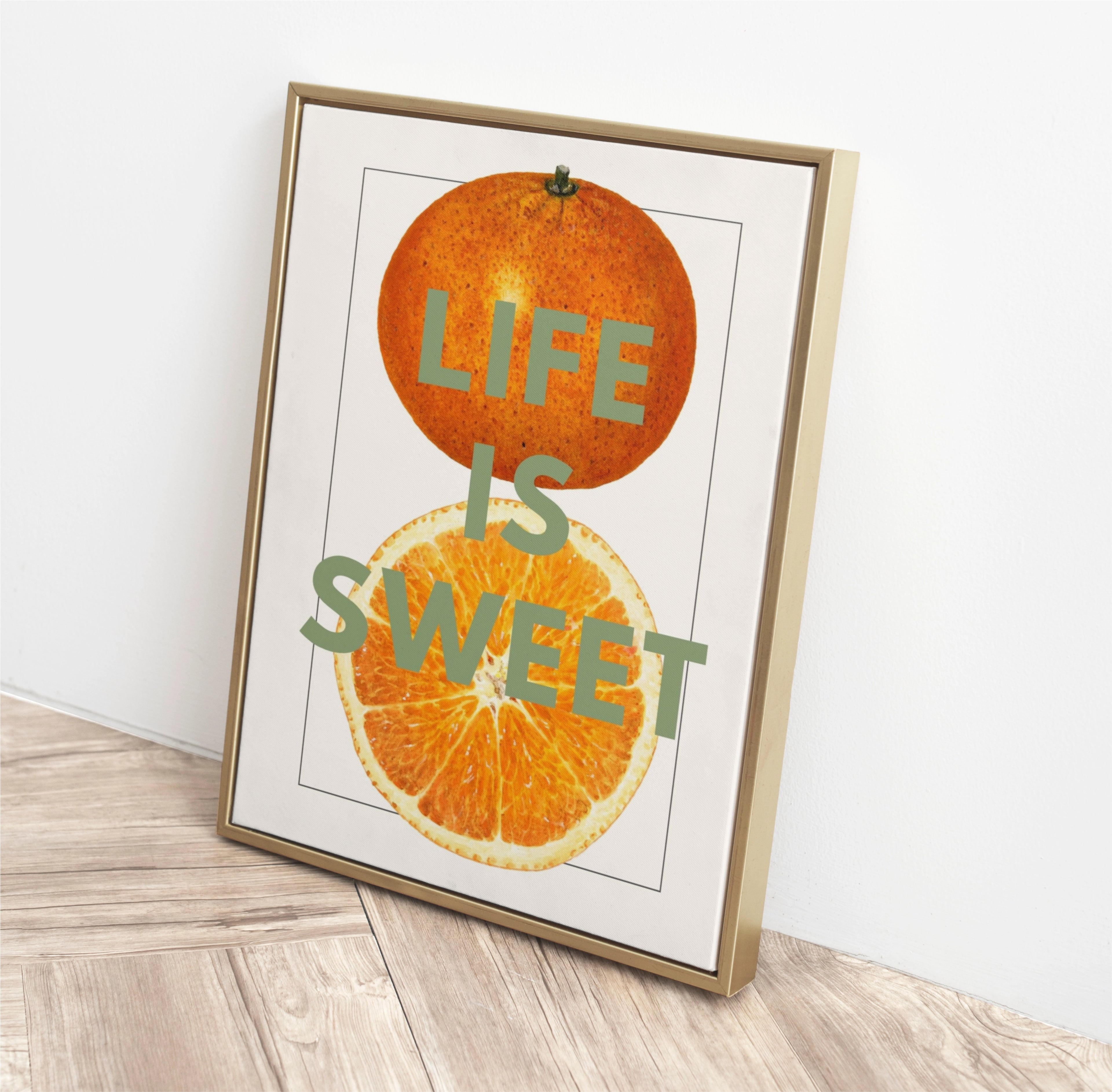 beautiful orange illustration with the words life is sweet, perfect gift print