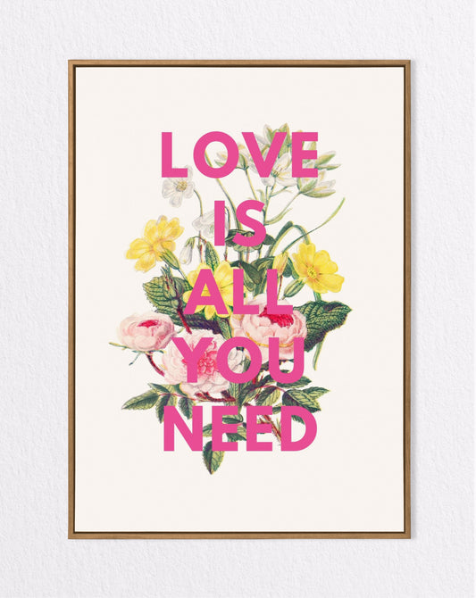 beautiful floral print - love is all you need - wall art gift