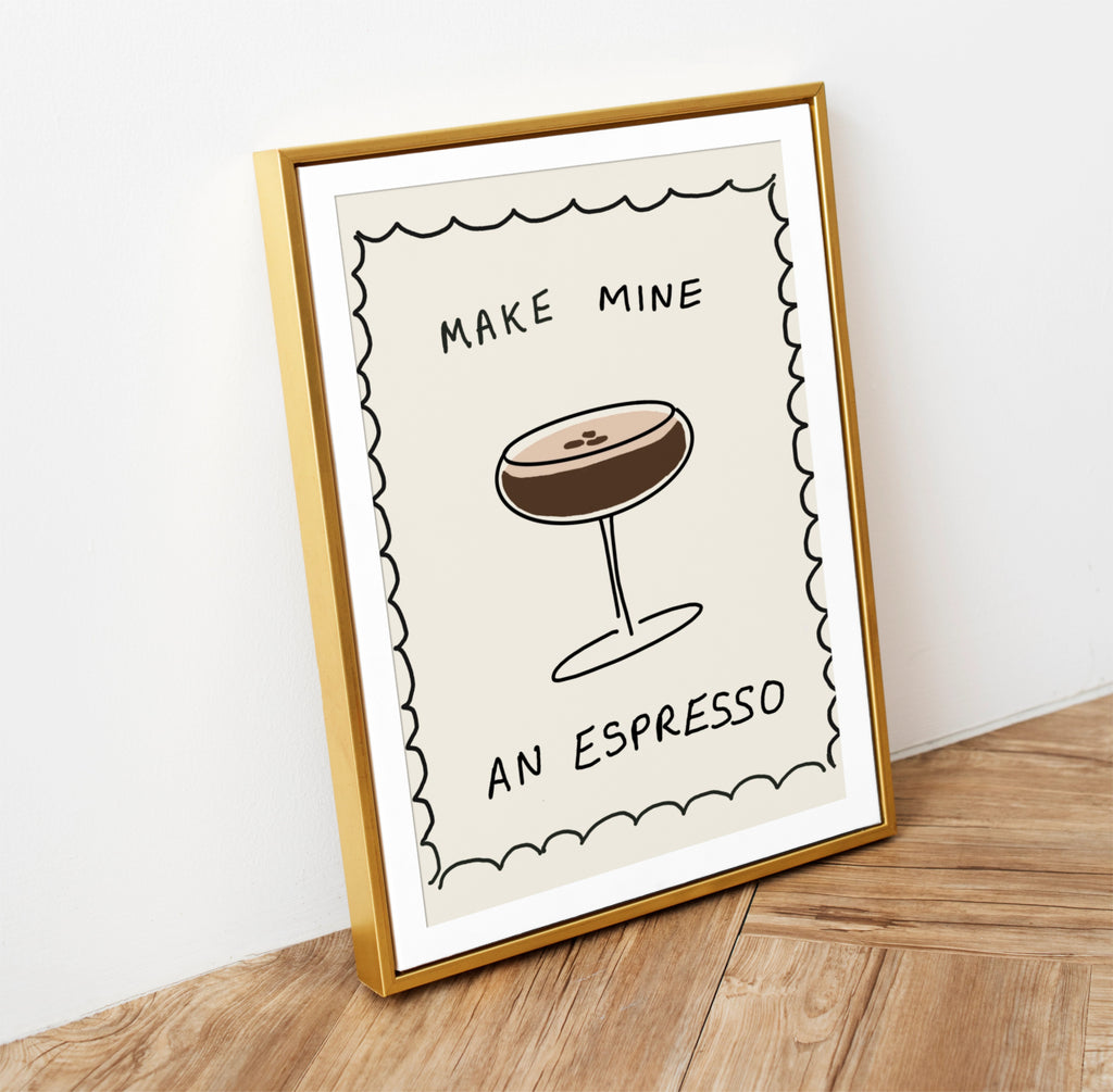 Bar area print, espresso glass print, gift for cocktail lover