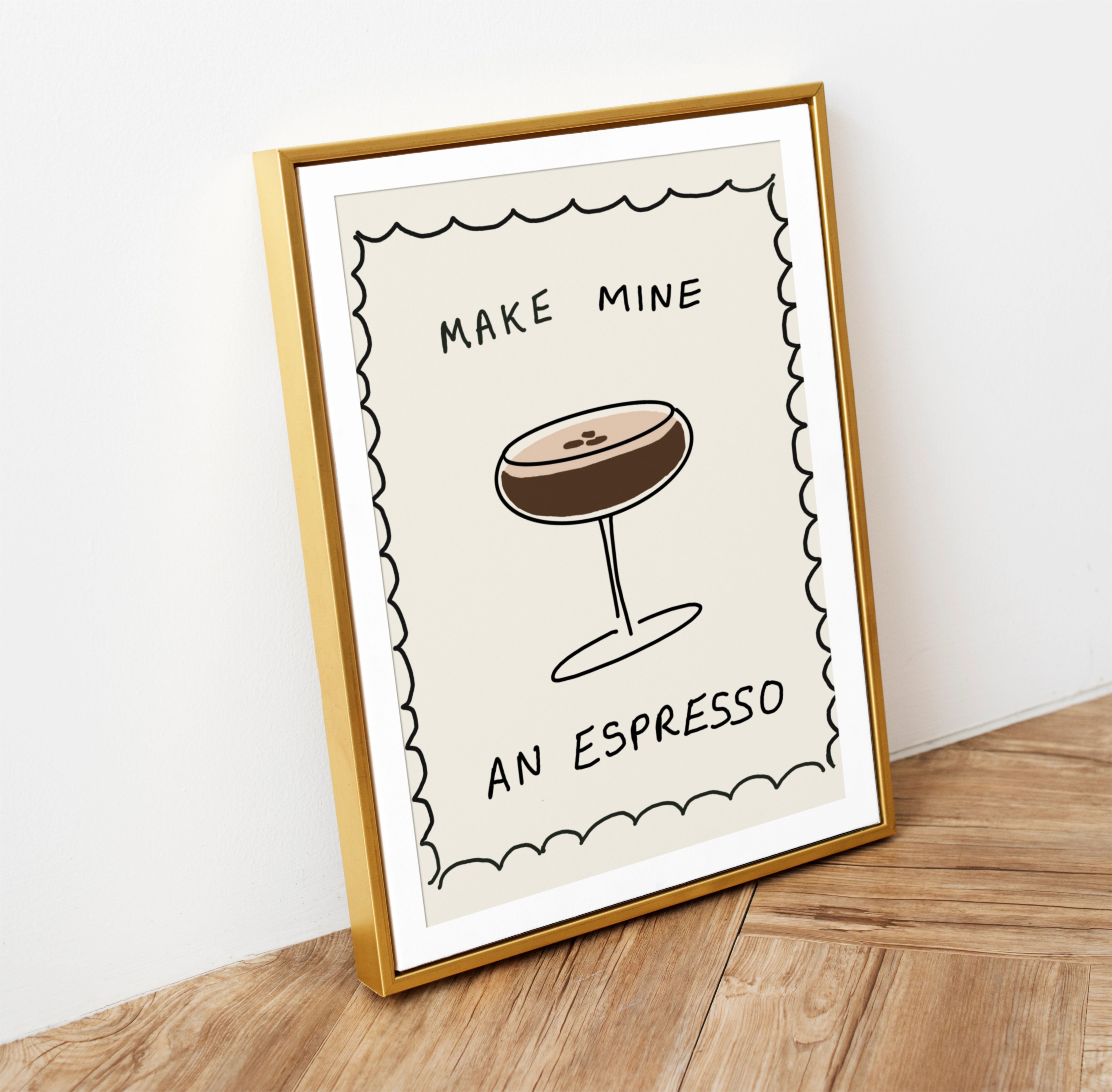 Bar area print, espresso glass print, gift for cocktail lover
