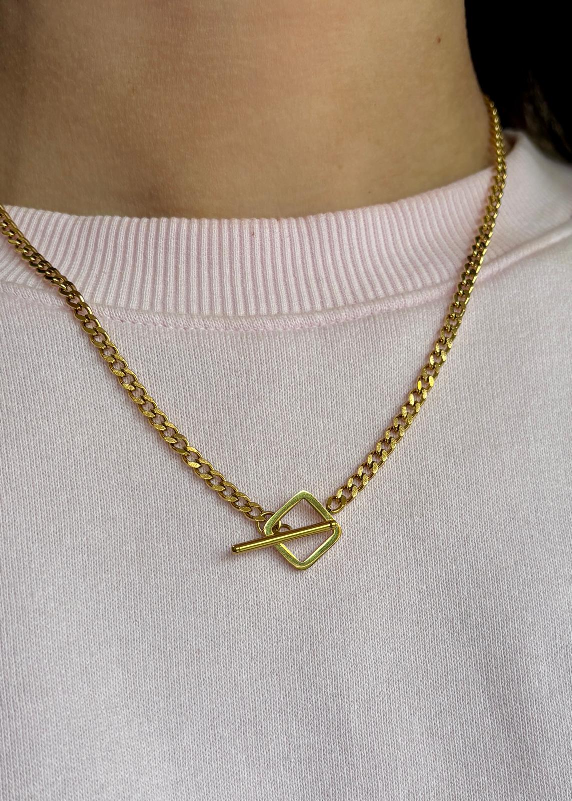 T Bar Necklace with Square Fastening