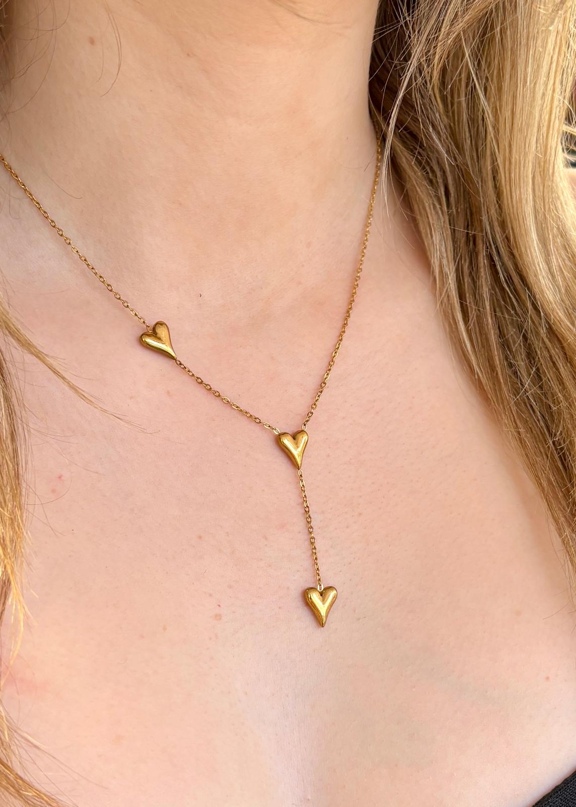 Drop Heart Lariat Necklace