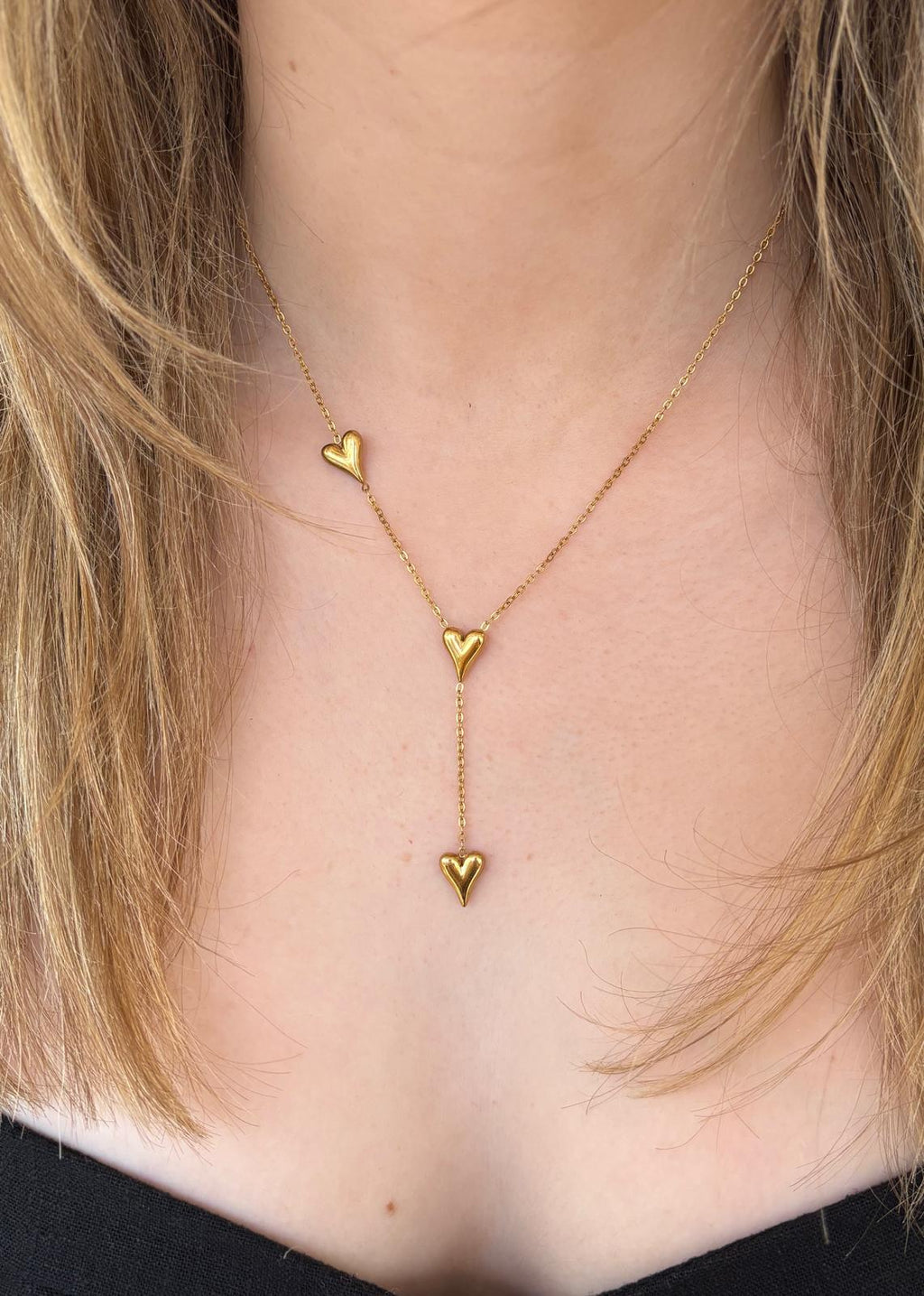 Drop Heart Lariat Necklace