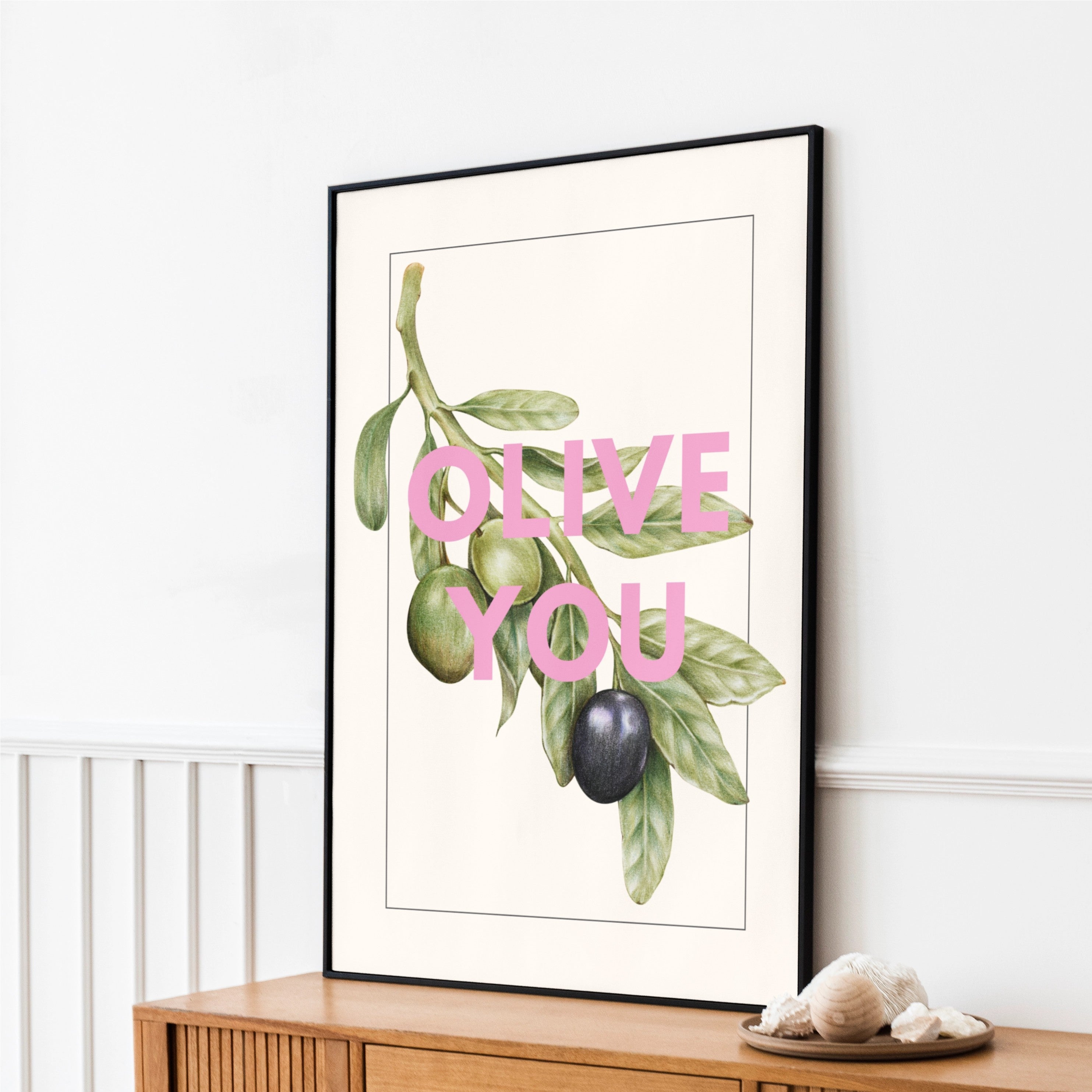 Framed Olive You print
