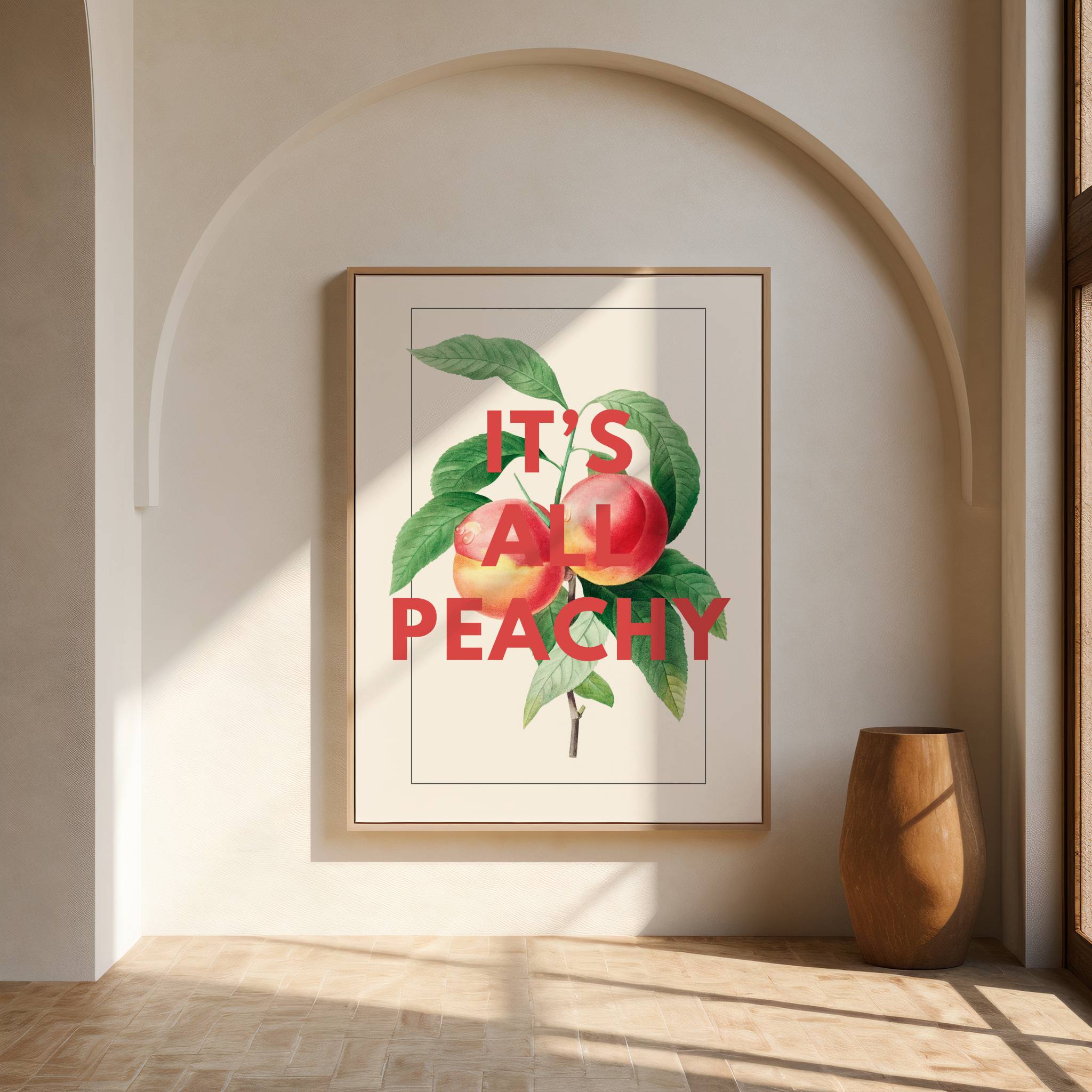 It's All Peachy – Vintage Peach Illustration Print with Bold Typography