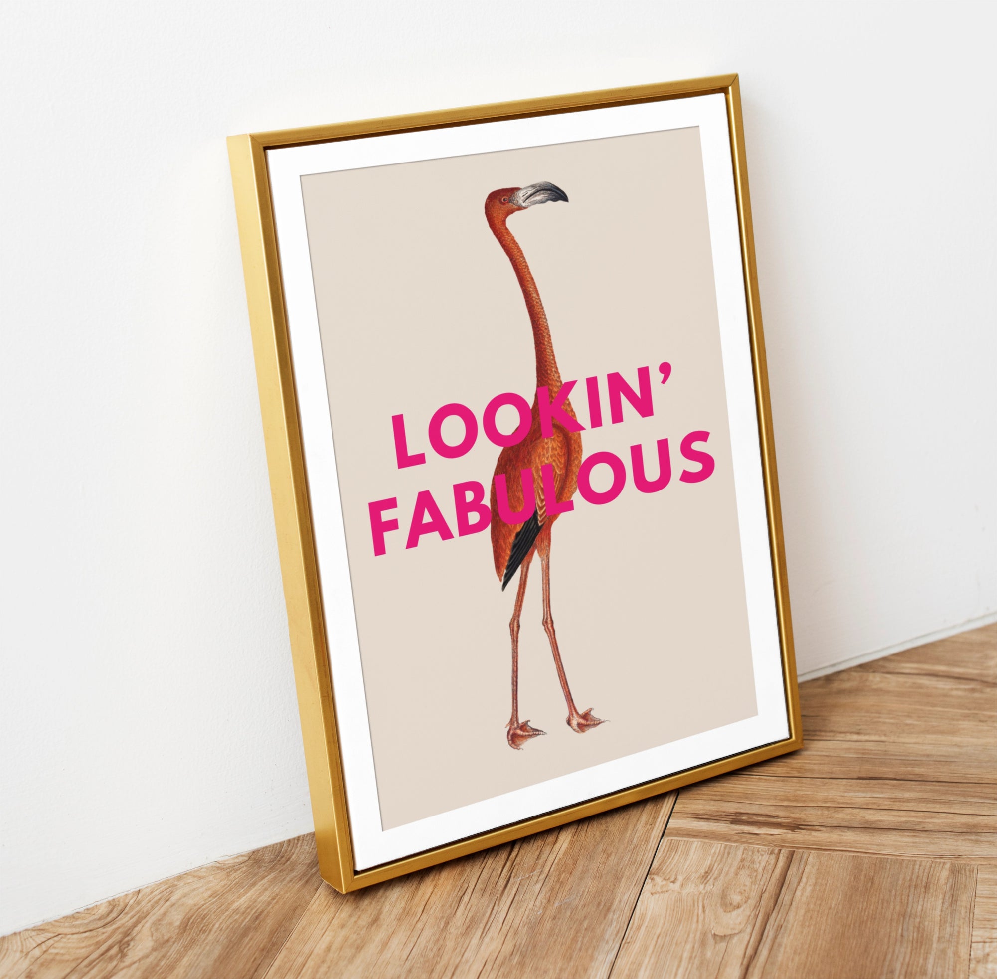 'Lookin' Fabulous' Vintage Flamingo Print