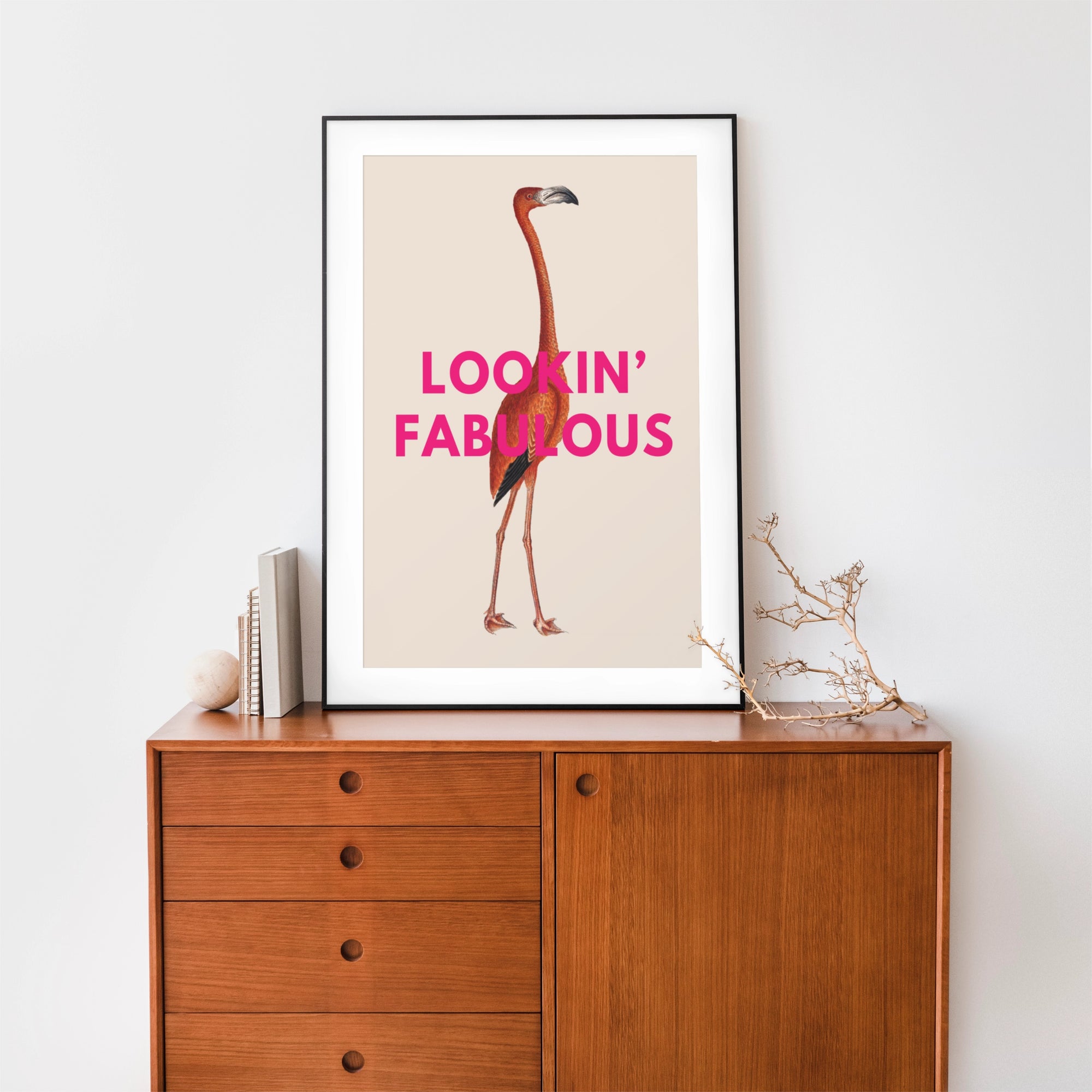 'Lookin' Fabulous' Vintage Flamingo Print