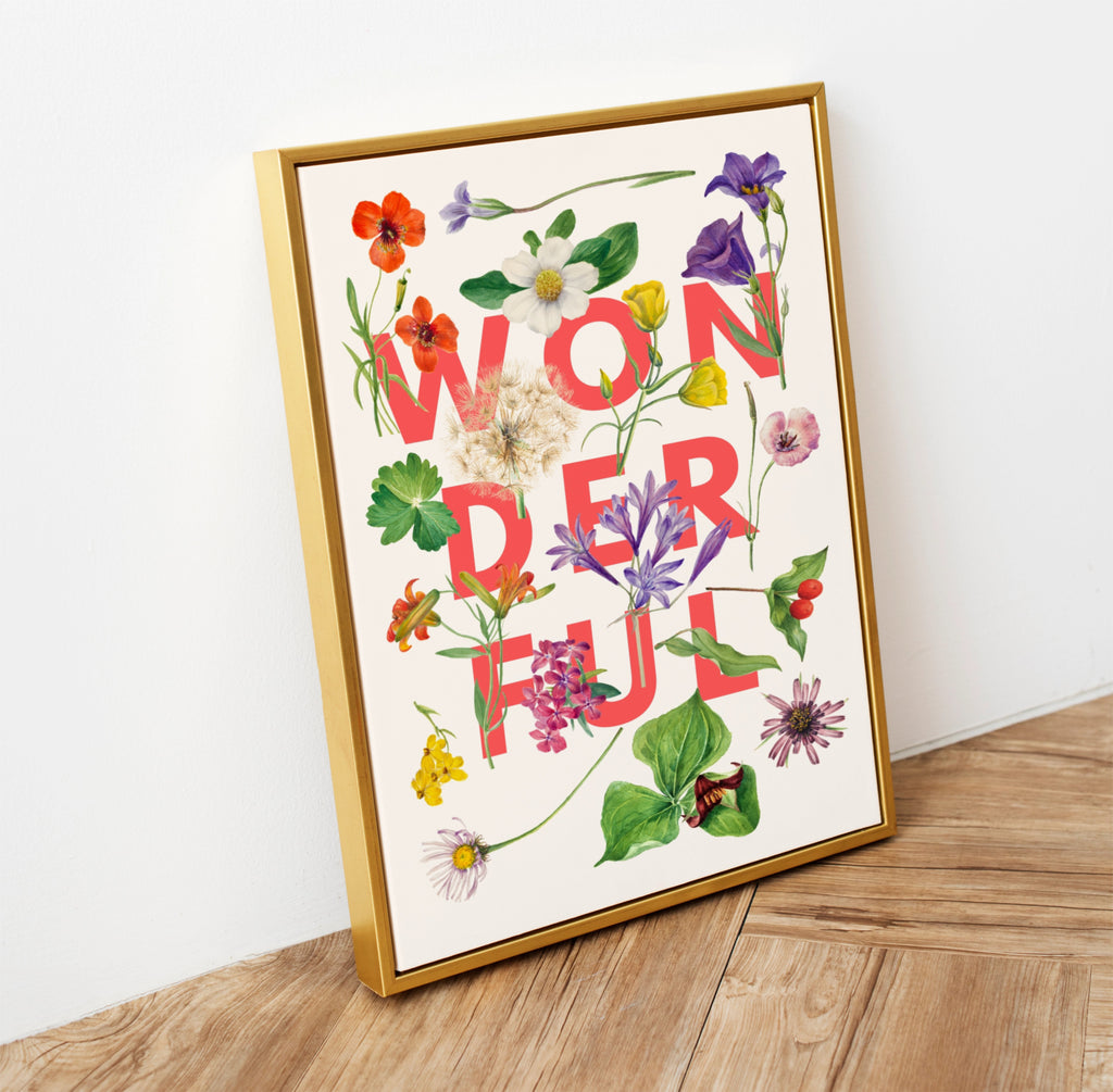 Wonderful – Vintage Floral Artwork with Bold Typography