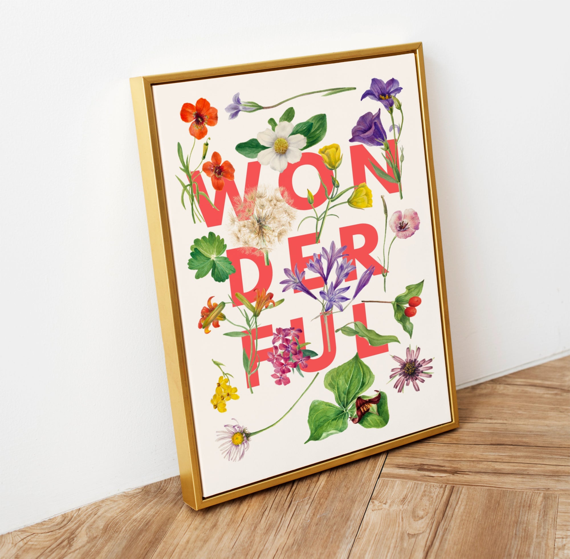 Wonderful – Vintage Floral Artwork with Bold Typography