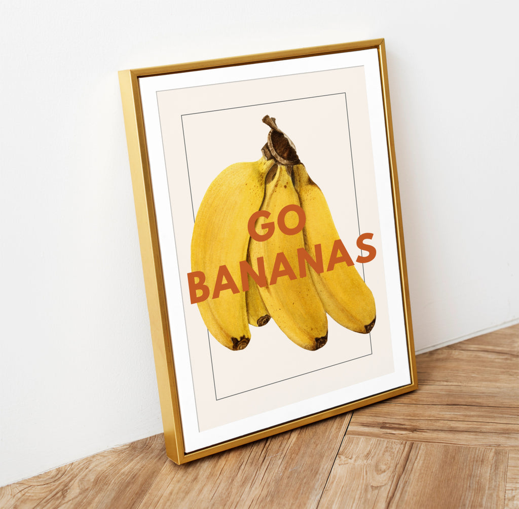 Go Bananas – Vintage Banana Illustration Print with Bold Typography