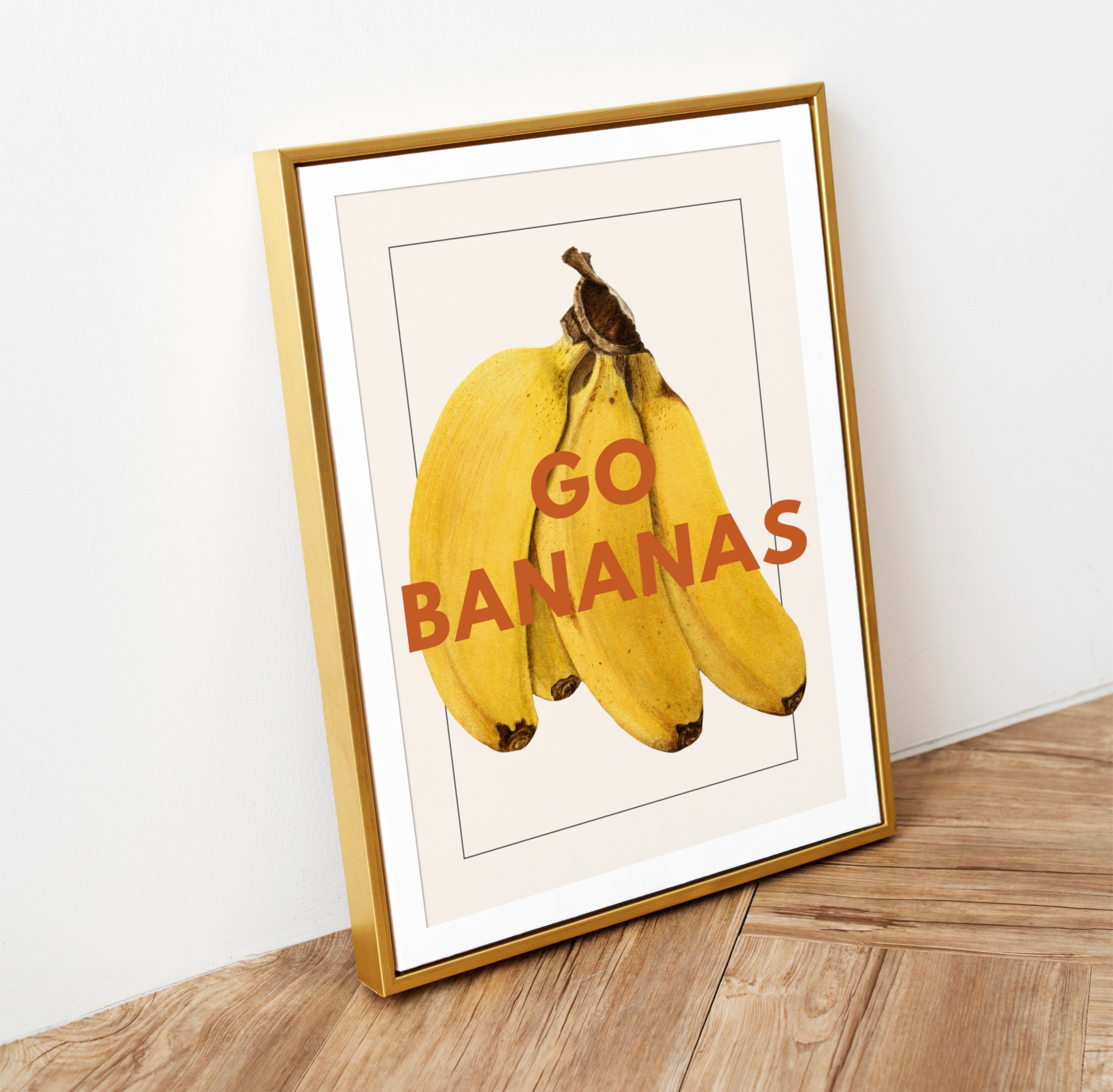 Go Bananas – Vintage Banana Illustration Print with Bold Typography