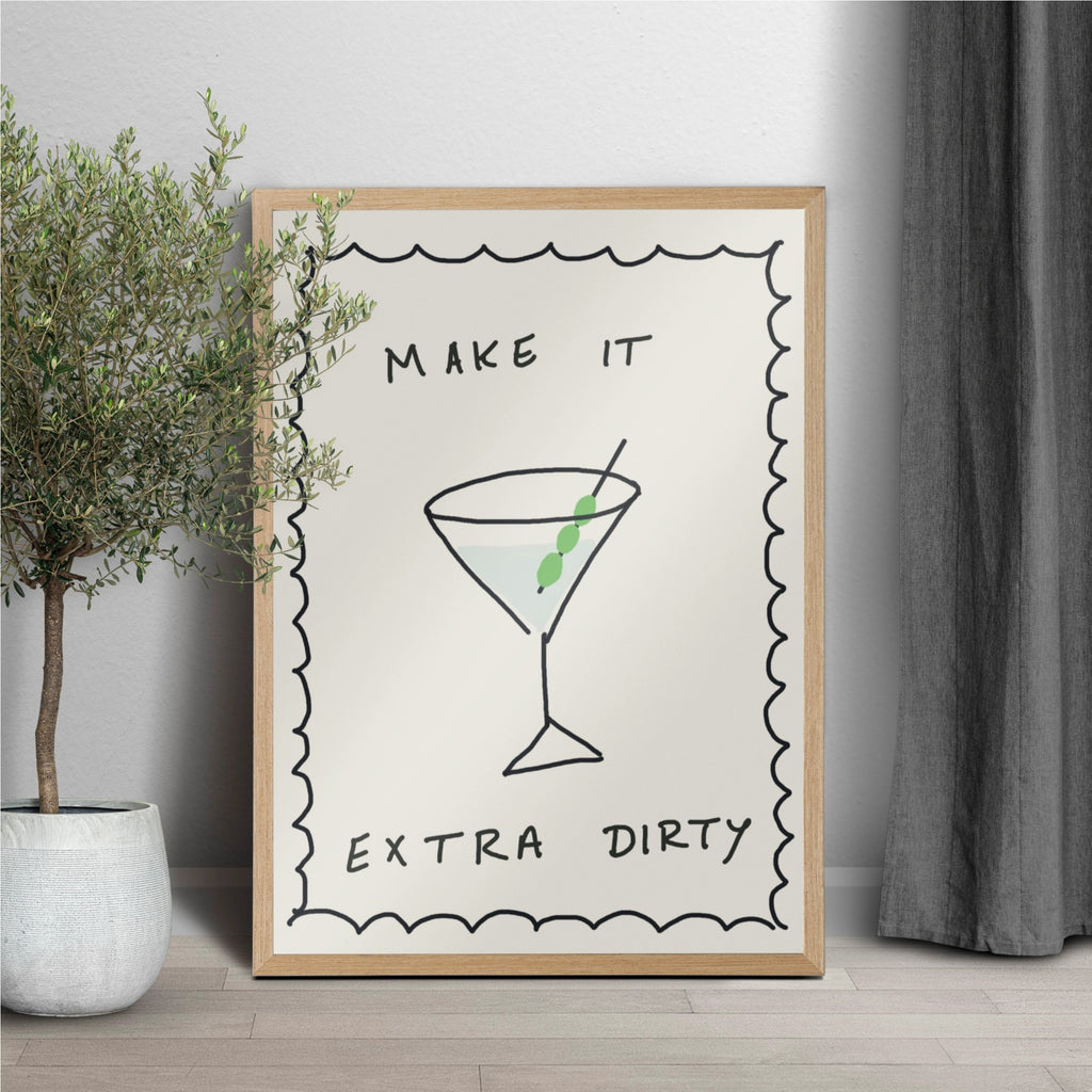 Make It Extra Dirty – Hand-Drawn Martini Cocktail Print