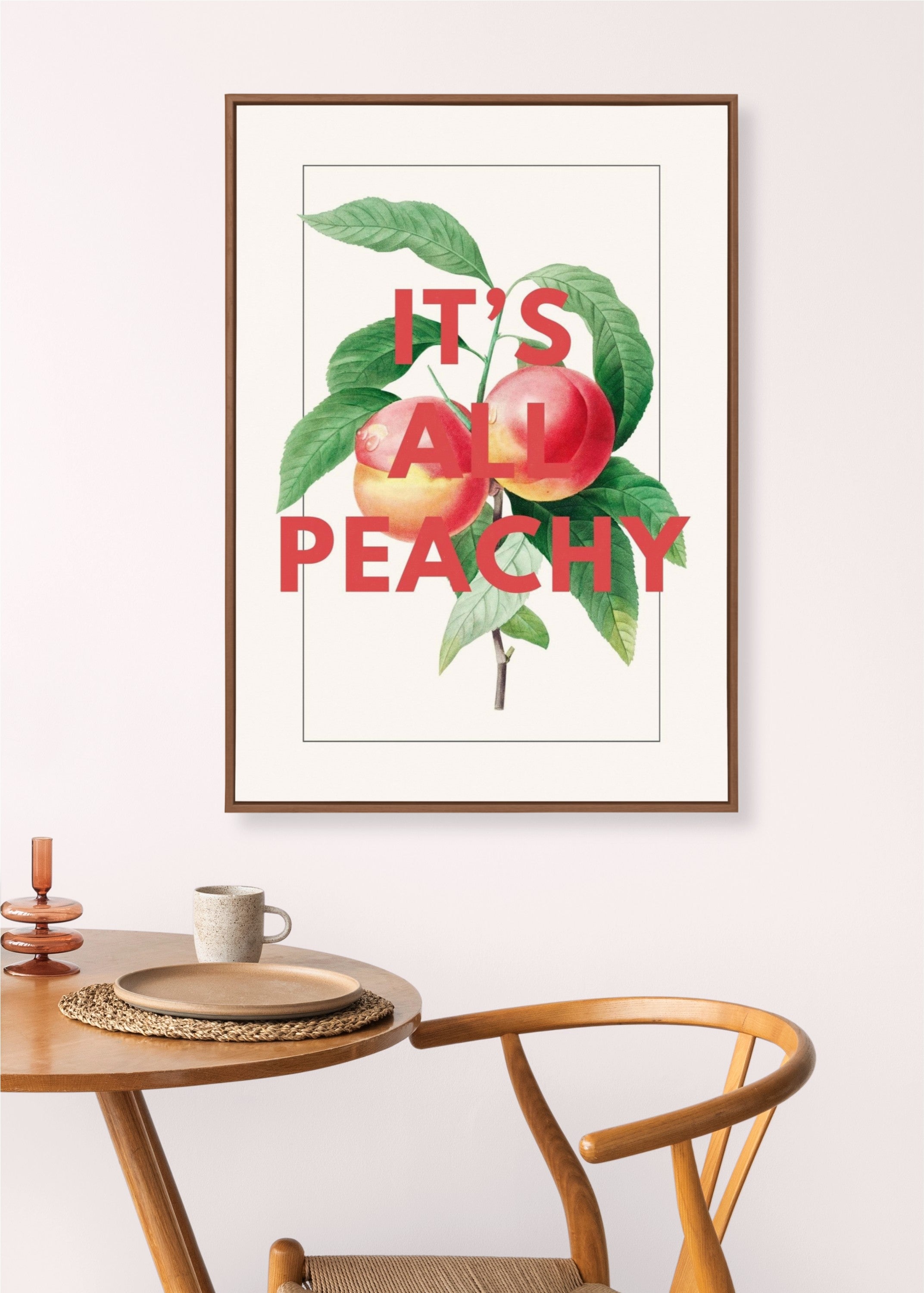 It's All Peachy – Vintage Peach Illustration Print with Bold Typography