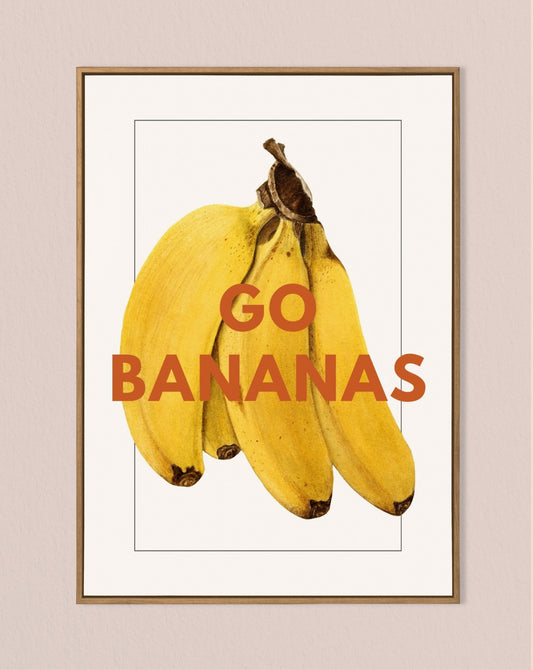 'Go Bananas' Vintage Banana Illustration Print