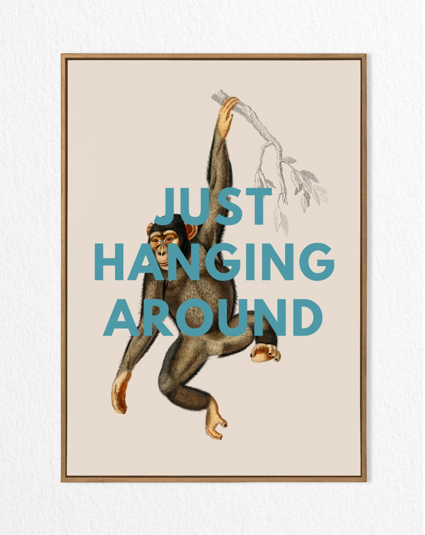 'Just Hanging Around' Vintage Chimpanzee Illustration Print