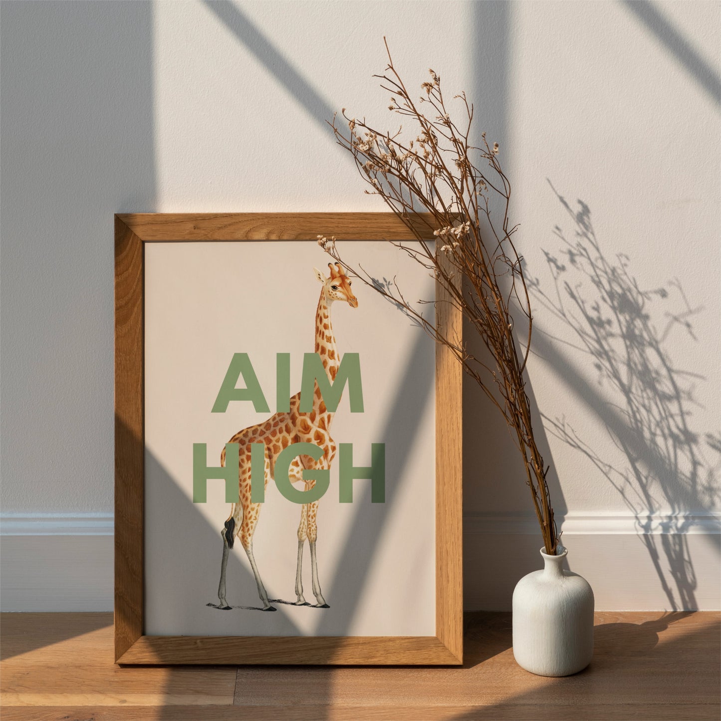 'Aim High' Vintage Giraffe Illustration Print