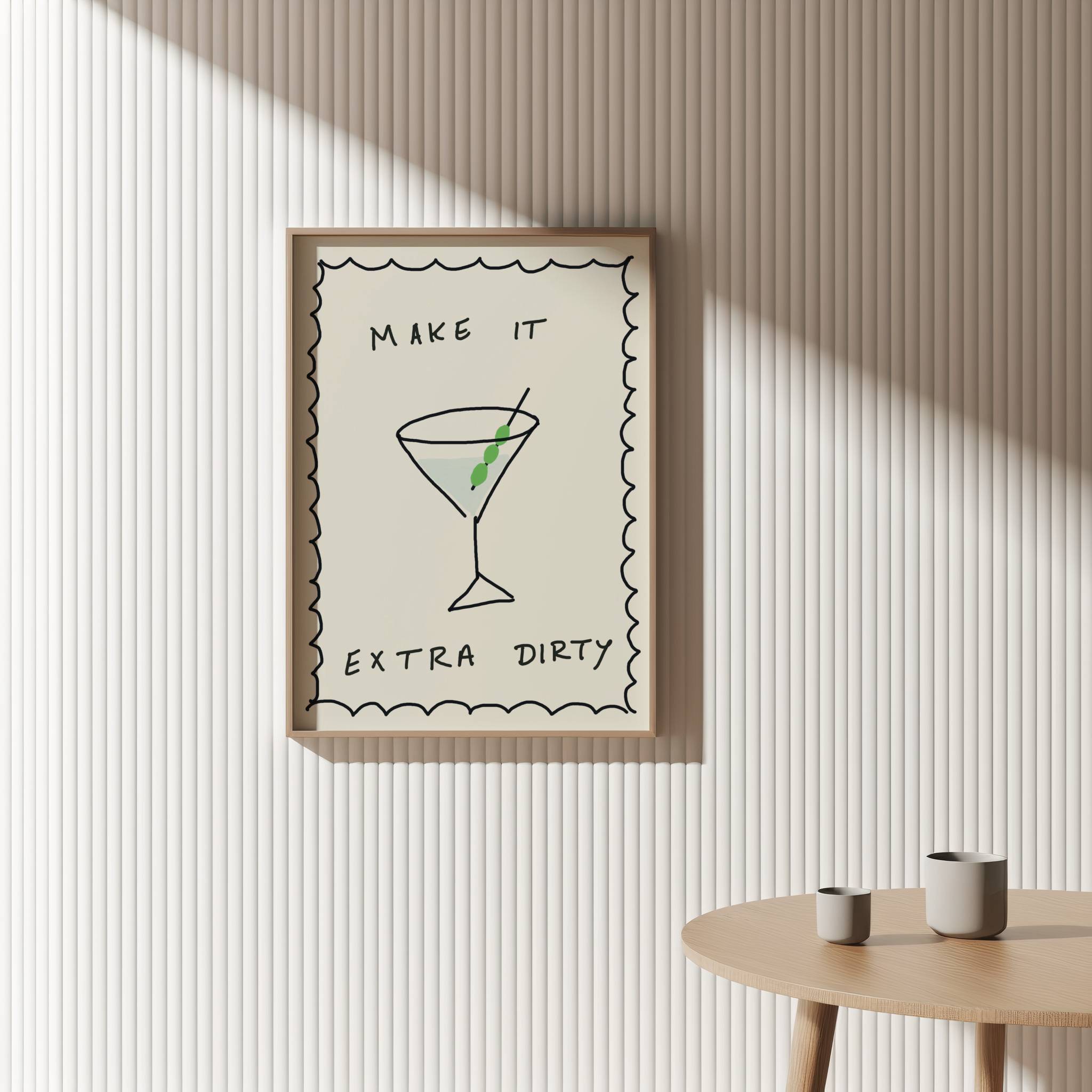 Make It Extra Dirty – Hand-Drawn Martini Cocktail Print