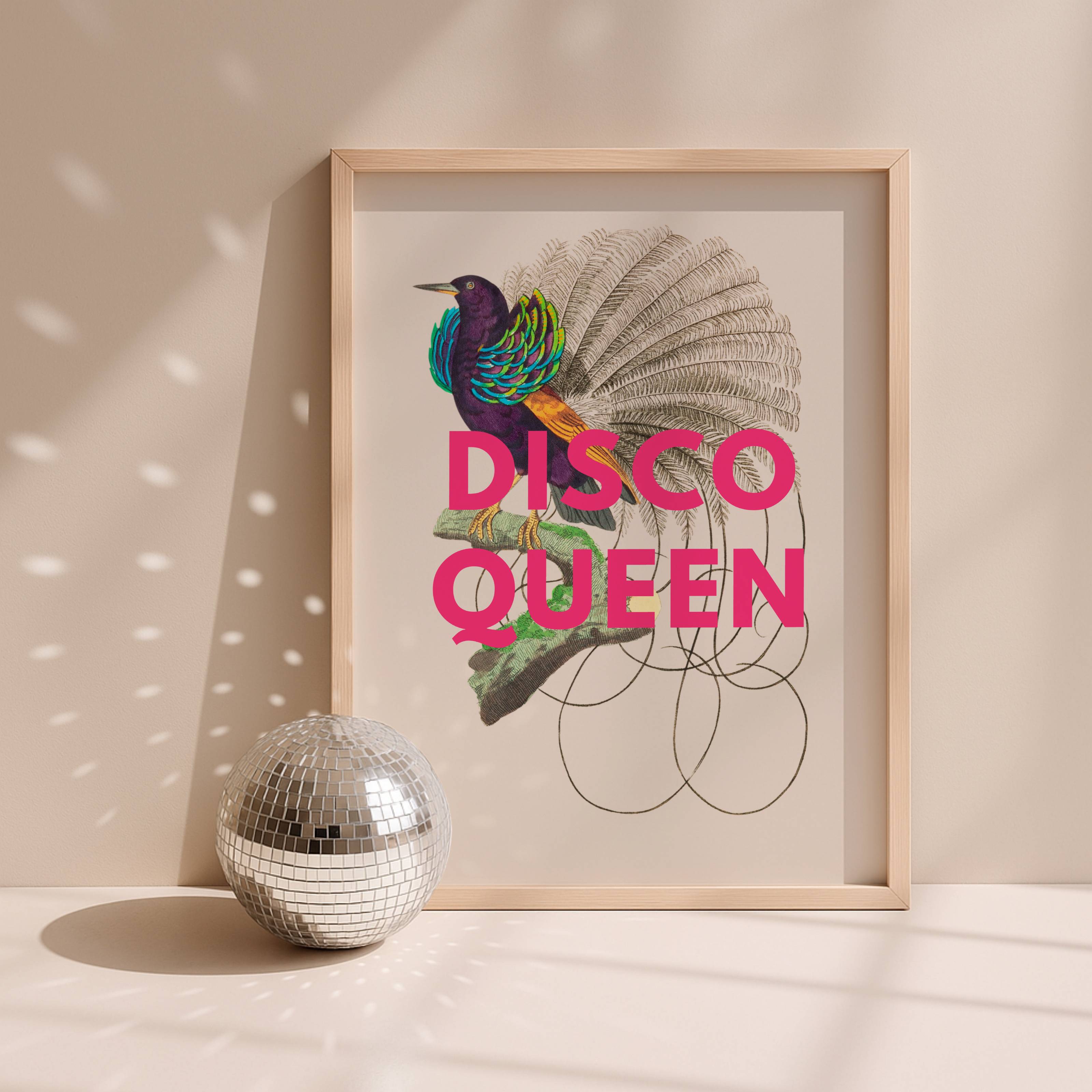 'Disco Queen' Vintage Bird Illustration Print