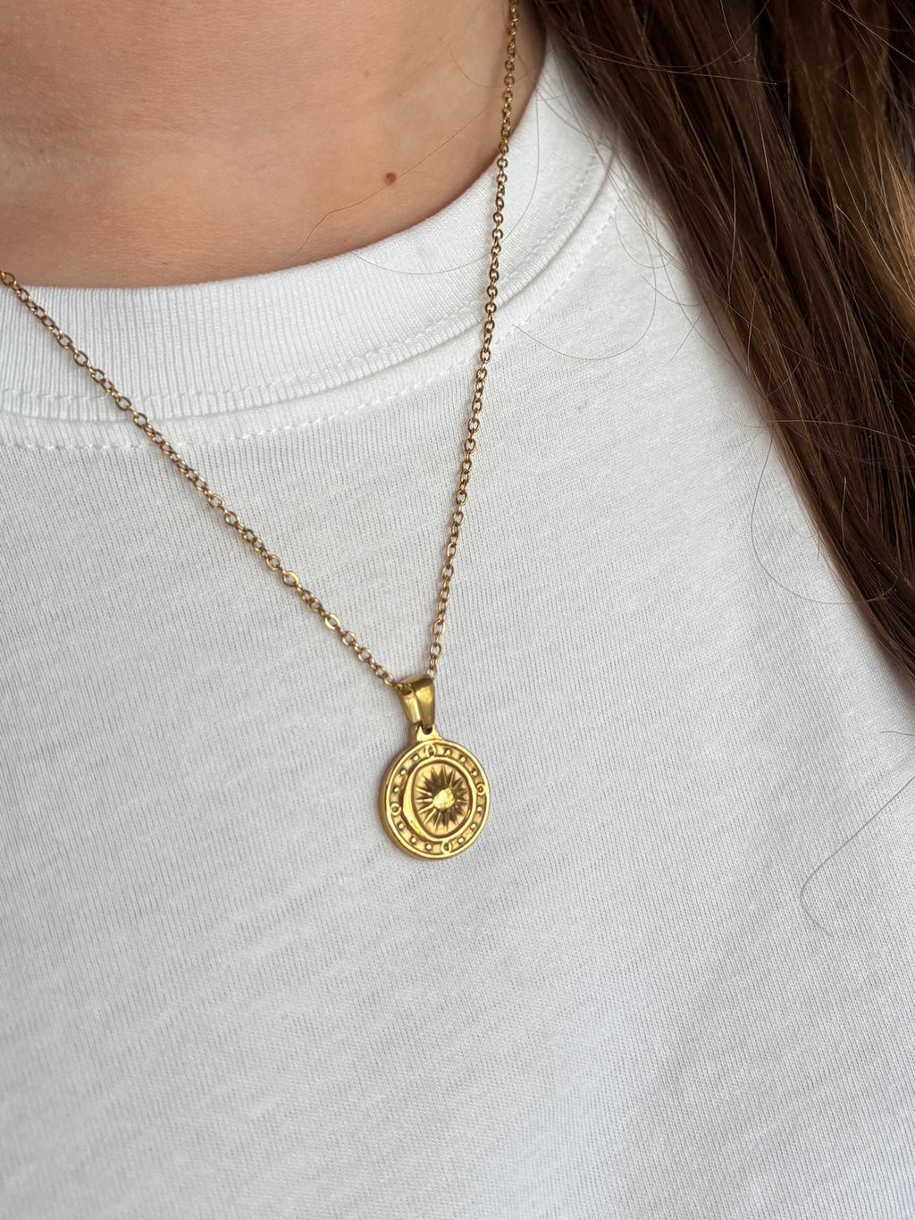 Moon and Sun Circle Pendant Necklace