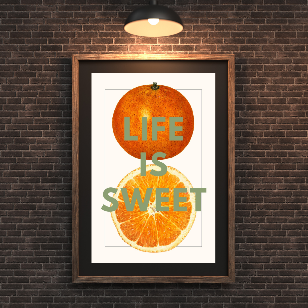 'Life is Sweet' Vintage Orange Print