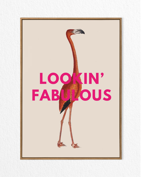vintage flamingo - lookin fabulous print - print gift