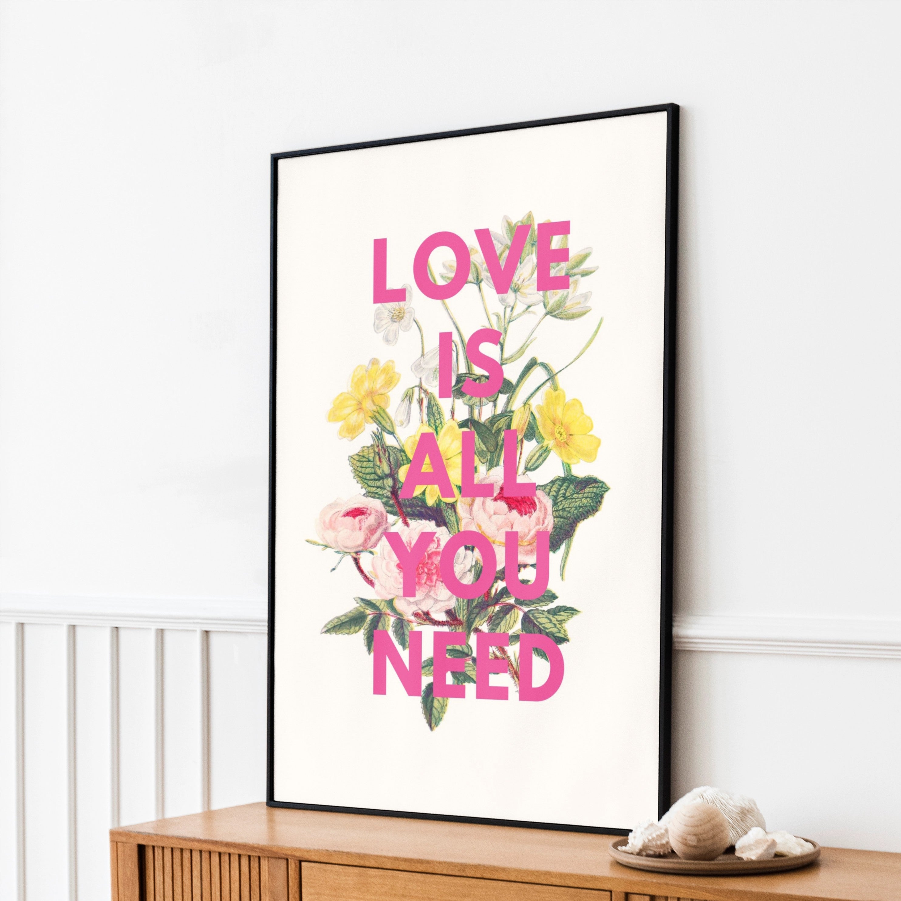 floral print - beatles quote print - wedding gift