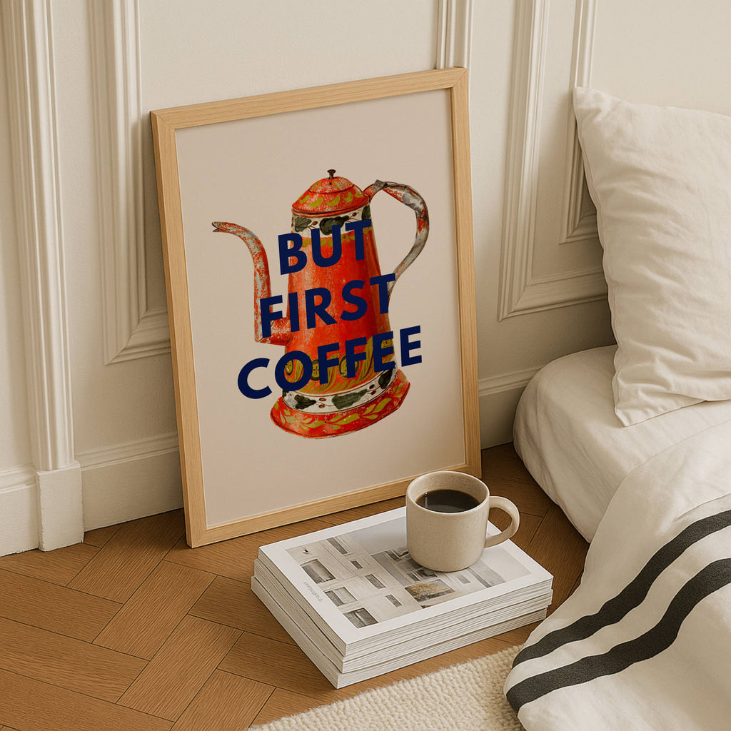 But First Coffee – Typography Wall Art Print for Coffee Lovers