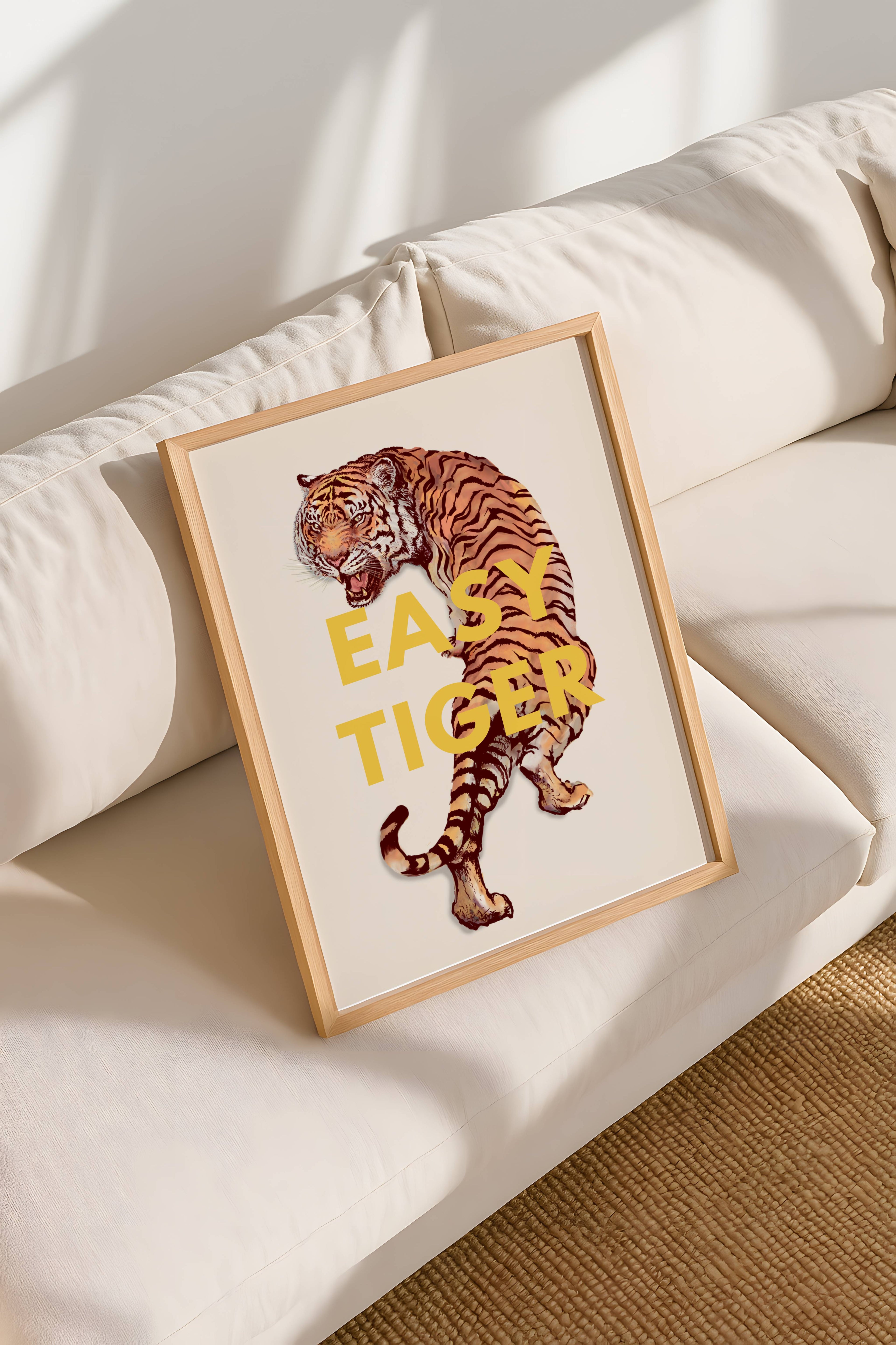 'Easy Tiger' Vintage Tiger Illustration Print