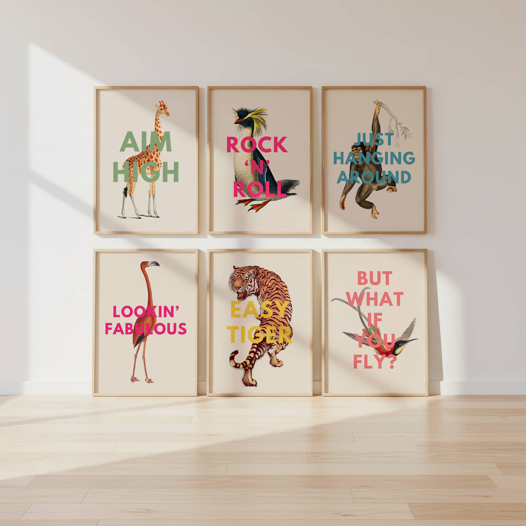 'Aim High' Vintage Giraffe Illustration Print