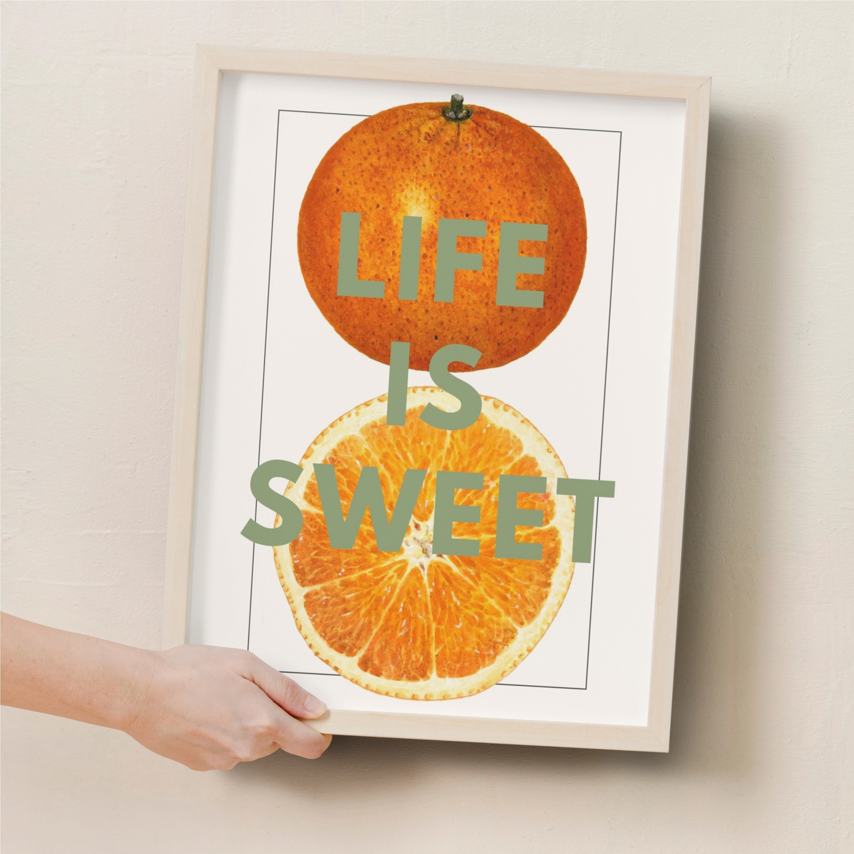 life is sweet - happy print - print gift - oranges