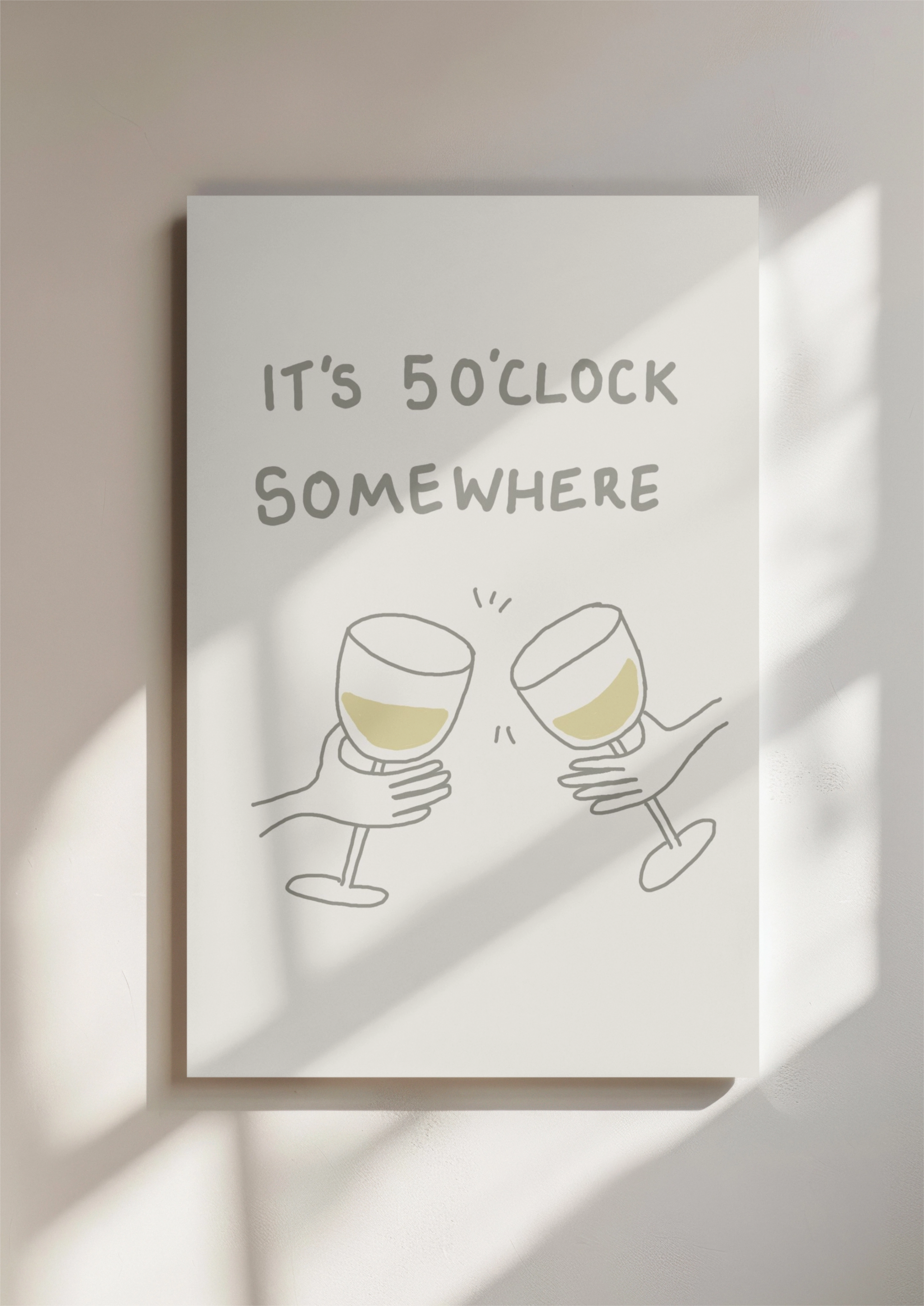 hand drawn print - wine glasses - cheers - print